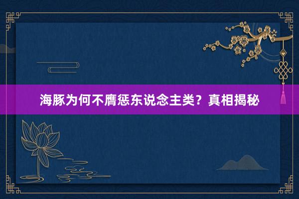 海豚为何不膺惩东说念主类？真相揭秘
